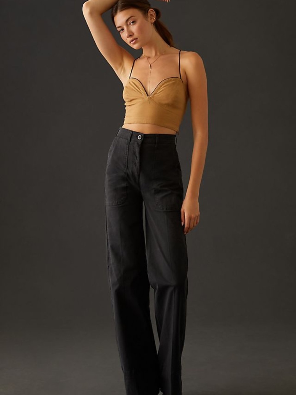 Anthropologie Pilcro Wide Utility Trouser Pants in Charcoal in 0P